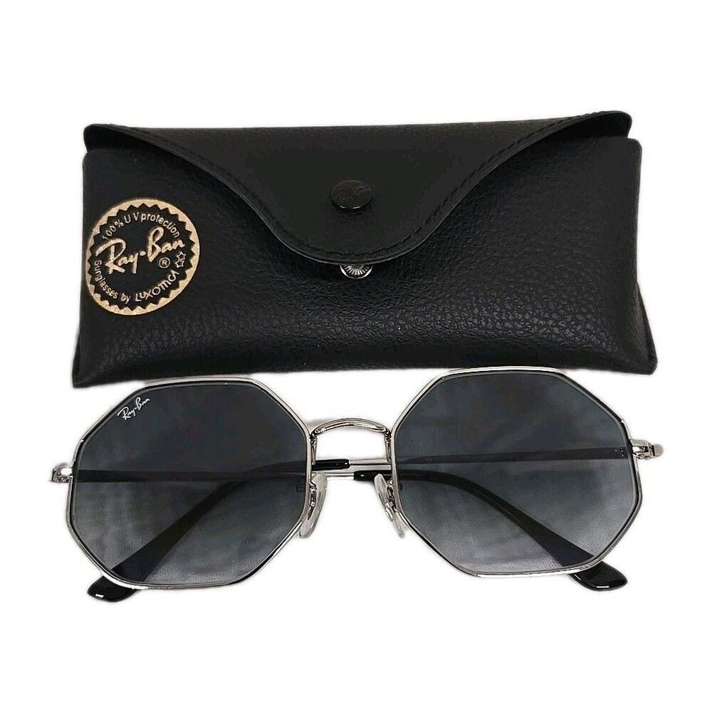 Ray Ban Sunglasses RB 1972 Octagon 9149/3F Silver Frame Clear Gradient Blue Lens